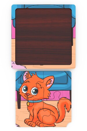 Minıq Toys Ahşap Saskin Kedi Mini Puzzle (4 Parca) - 4