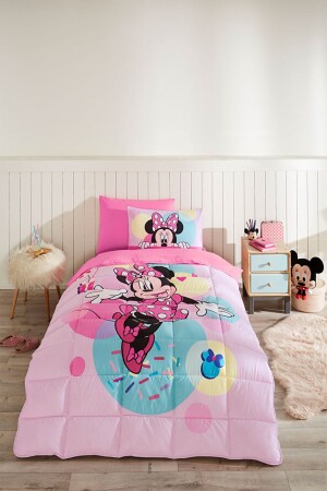 Minnie Mouse Happy Dance Tek Kişilik Disney Lisanslı Lastikli Fitted Çarşaf Çocuk Uyku Seti - 2