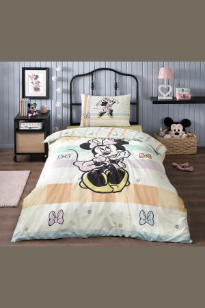 Minnie Mouse Happy Tek Kişilik Disney Lisanslı Lastikli Fitted Çarşaf Çocuk Nevresim Takımı MİNNİE HAPPY SARI - 8