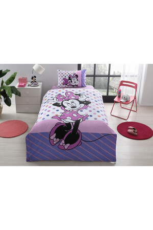 Minnie Mouse Trend Tek Kişilik Disney Lisanslı Lastikli Fitted Çarşaf Kapitone Çocuk Nevresi EVTEKSTILI-534256 - 4