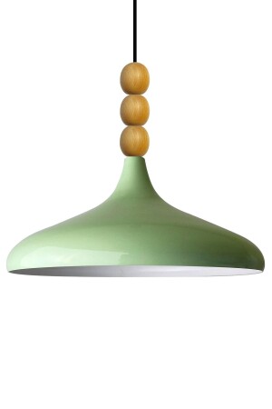 Mint Champion Einzel-Kronleuchter mit Holzperlen, Hängelampe, Wohnzimmer, Küche, Boutique-Lampe BMM2066WM3 - 2