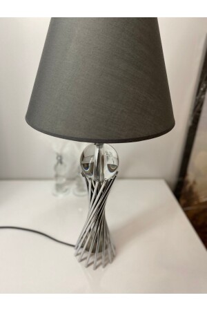 Misbah Burgu Abajur Masa Lambası Kristal Camlı Krom Kaplama (gümüş Renk) - Lampshade - 5