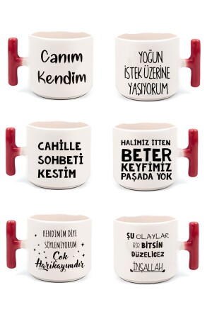 Mit Text bedrucktes, farbiges Nescafé- und Latte-Tassen-Set mit T-Griff, 6-teilig, xxx12 - 2