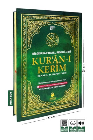 Mittelgroße dreifache Koran-Arabisch-Türkische Rezitation und türkische Bedeutung - 2