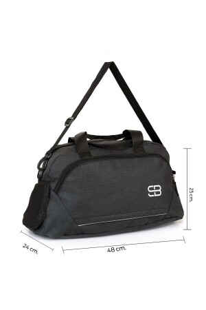 Mittelgroße, schwarze Unisex-Sport-, Fitness- und Reisetasche mit Schuhfach - 4