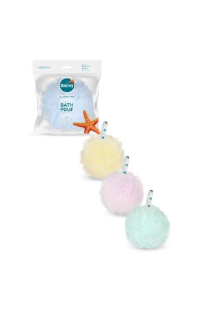 Mittelgroßes 3er-Pack Pom-Pom-Bade-Luffa BLMY02854NTRL - 1