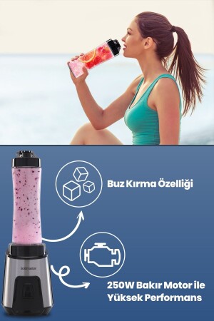 Mix Up Buz Kırma Özellikli Paslanmaz Çelik Bıçaklı Kişisel Smoothie Blender - 6