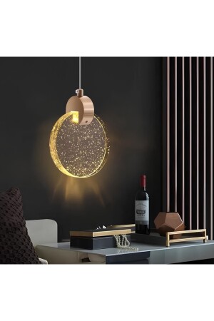 Modern Elegance Luxury Tekli Sarkıt Kristal Camlı Led Avize Gold Sarı Ledli Avize TYC00399969341 - 2