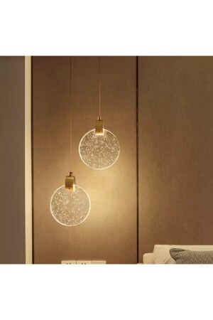 Modern Elegance Luxury Tekli Sarkıt Kristal Camlı Led Avize Gold Sarı Ledli Avize TYC00399969341 - 7