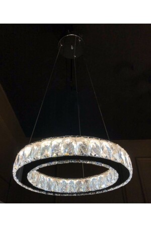 Modern Krom Sarkıt Kristal Taşlı Power Led Kumandalı 3 Renk Avize SAFİR40 - 4