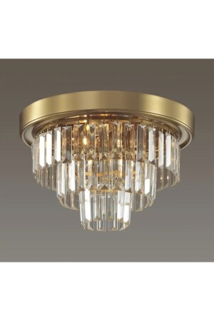 Modern Lüks Kristal Taşlı Plafonyer Tavan Avize Eskitme Bronz 30 Cm Çap TYCLUCE13N169168203551025 - 3