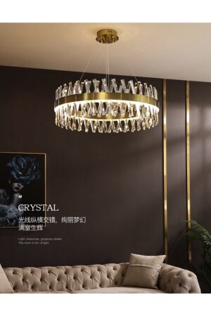 Modern Luxury Kristal Avize Kristal Taşlı Power Led Avize Bronz 50'lik burenze550 - 3