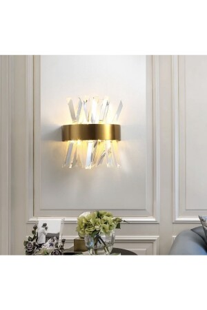 Modern Luxury Kristal Taşlı Ledli Aplik Gold Eskitme Concept Ürün fico0636 - 4