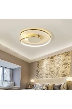 Modern Luxury Plafonyer Tavan Led Avize Gold Sarı Büyük Boy Ledli Avize burenze974 - 2