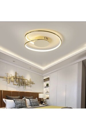 Modern Luxury Plafonyer Tavan Led Avize Gold Sarı Büyük Boy Ledli Avize burenze974 - 5