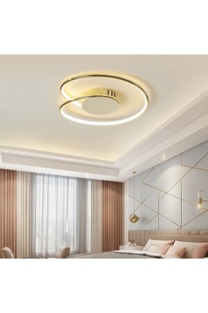 Modern Luxury Plafonyer Tavan Led Avize Gold Sarı Büyük Boy Ledli Avize fico0737 - 4