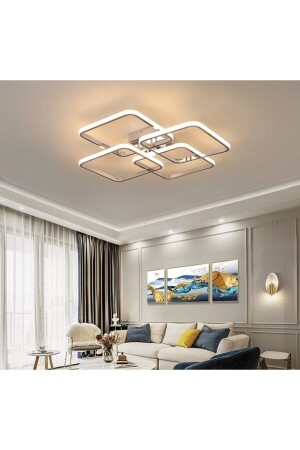 Modern Plafonyer Led Avize Krom Kare Beyaz Işık burenze979 - 5