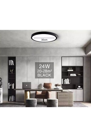 Modern Tavana Sıfır Panel Led Avize 6400k Buz Beyazı Işık Mat Siyah Gövde fico0106 - 3