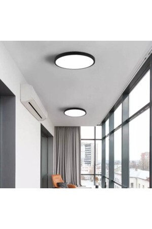 Modern Tavana Sıfır Plafonyer Panel Led Avize Gün Işığı Sıcak Beyaz Led Işık Siyah Metal Kasa - 9