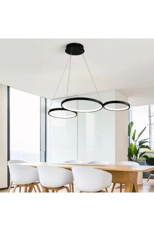 Moderne 3-farbige LED-Pendelleuchte, intelligenter Kronleuchter / 3-teilige Ring-Pendelleuchte / 100 cm / anthrazitfarbener Korpus. Moderne 3-teilige Pendelleuchte 120 cm - 2