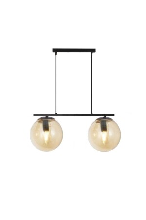 Moderne Bal Globe Glass Row Double Black Pendelleuchte Kronleuchter LMBDR0091-BLKBAL - 3