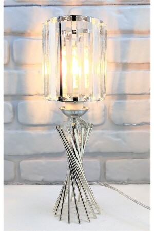 Moderne dekorative verchromte Metall-Twirl-Kristallstein-Lampenschirm-Tischlampe mit Kristallzylinder 365SS2062 - 2