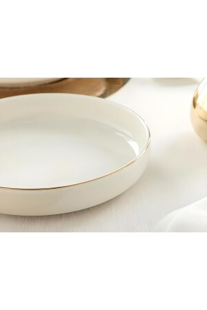 Moderne Goldcreme 24 cm Porzellan-Salatschüssel Präsentations-Servierplatte PDMD24SK520 - 5