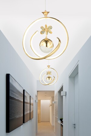 Moderne Luxus-Pendelleuchte mit LED-Kronleuchter, Goldgelb, 2er-Set LUNAAD035-2FGD - 6