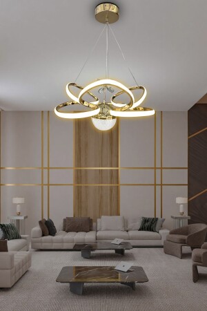 Moderne Pendelleuchte, 3-farbig, leuchtender LED-Kronleuchter, Wohnzimmer-LED-Kronleuchter - 2