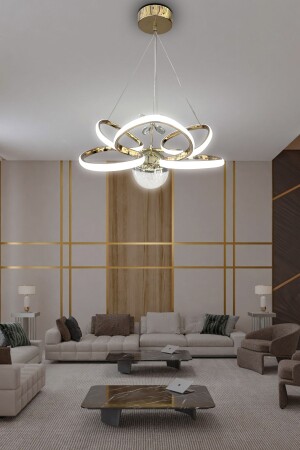 Moderne Pendelleuchte, 3-farbig, leuchtender LED-Kronleuchter, Wohnzimmer-LED-Kronleuchter - 4