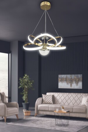 Moderne Pendelleuchte, 3-farbig, leuchtender LED-Kronleuchter, Wohnzimmer-LED-Kronleuchter - 5