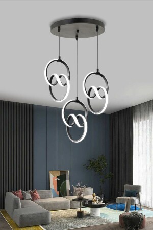 Moderne Pendelleuchte, 3-teilig, anthrazitfarbenes Gehäuse, weißes Licht, LED-Kronleuchter, 1 Jahr Garantie, Signature-LED-Kronleuchter, Signature Triple - 2