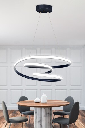 Moderne Pendelleuchte Galaxy schwarzes Gehäuse weißes Licht LED-Kronleuchter GALAKSİ - 2