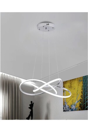 Moderne Pendelleuchte, LED-Kronleuchter mit Dimmer, Chrom, 3 Farben, lichtgesteuert, burenze975 - 4