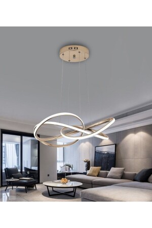 Moderne Pendelleuchte, LED-Kronleuchter mit Dimmer, goldgelb, 3 Farben, lichtgesteuert, burenze975 - 2