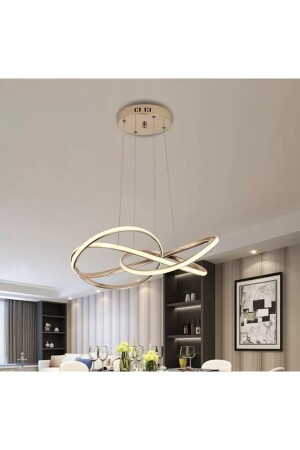 Moderne Pendelleuchte, LED-Kronleuchter mit Dimmer, goldgelb, 3 Farben, lichtgesteuert, burenze975 - 4