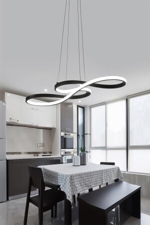 Moderne schwarze Rimaldo-Pendelleuchte, LED-weiße Power-LED, Wohnzimmer, Küche, LED-Kronleuchter - 3