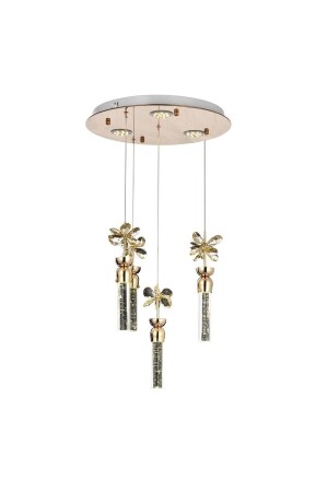 Moderne Vierfach-Pendelleuchte, Power-LED-Kronleuchter, Schmetterling, Kristall, Stein, Glas, Gold, Gelb, LED-Kronleuchter burenzecollection10 - 3