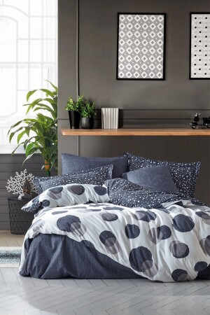 Modernes Doppelbett-Bettbezug-Set Orva Indigo 8680108053041 - 1