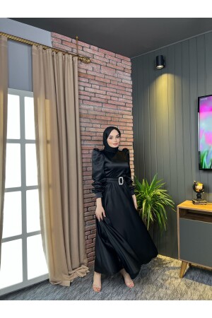 Mona Hijab Abendkleid Schwarz LLTLRABİYE - 2