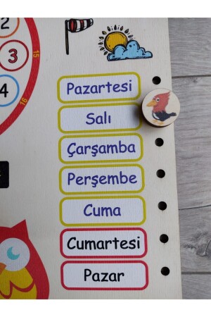 Montessori Ahşap Saatli Eğitici Takvim Günler, Aylar, Mevsimler, Hava Durumu, Rakamlar ankbttkrnk - 5