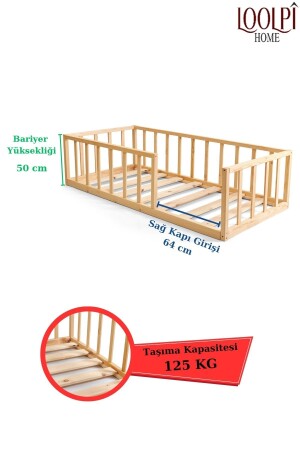 Montessori Bebek Ve Çocuk Karyolası Unisex Doğal Ahşap Yatak MYLH - 6