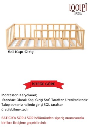 Montessori Bebek Ve Çocuk Karyolası Unisex Doğal Ahşap Yatak MYLH - 7