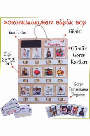 Montessori Büyük Boy Sorumluluk Alma Beceri Ve Görev Tablosu Günlük Rutinim anke31494 - 3