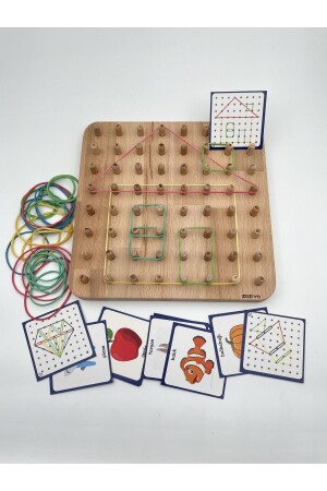 Montessori Eğitici Ahşap Oyuncak – Geoboard - Lastik Geçirme Çocuk Oyuncağı 034 - 7