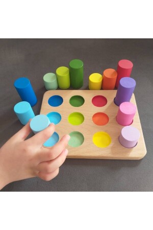 Montessori Eşleştirme Tablalı Silindirler & Eğitici Kartlar & Masif Ahşap - 6