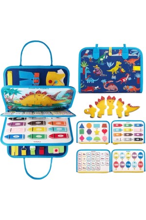 Montessori Filz-Lerntasche Busy Board – Blauer Dinosaurier 8 Sa 8694081861296 - 1