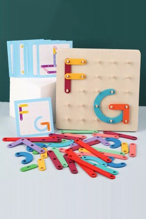 Montessori Geometri Tahtası Ahşap Eğitici Oyuncak- 3d Zeka Geliştirici Renkli Ahşap Puzzle Bloklar - 3