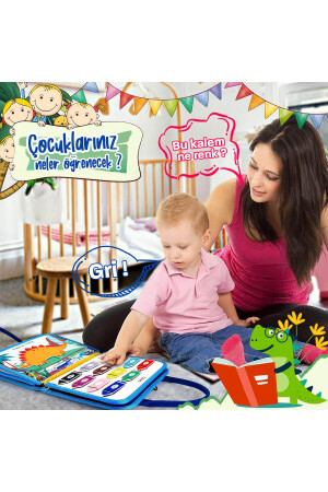 Montessori Keçe Eğitim Çantası Busy Board- Mavi Dinazor 8 Sa 8694081861296 - 6