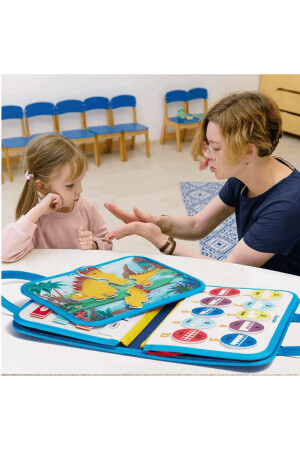 Montessori Keçe Eğitim Çantası Busy Board- Mavi Dinazor 8 Sa 8694081861296 - 7